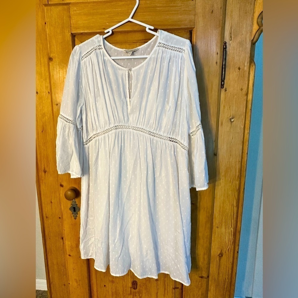 Lucky Brand White Eyelet Dress Size Small Scandi Girl Style